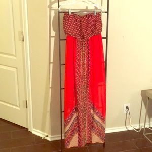 Strapless bohemian dress